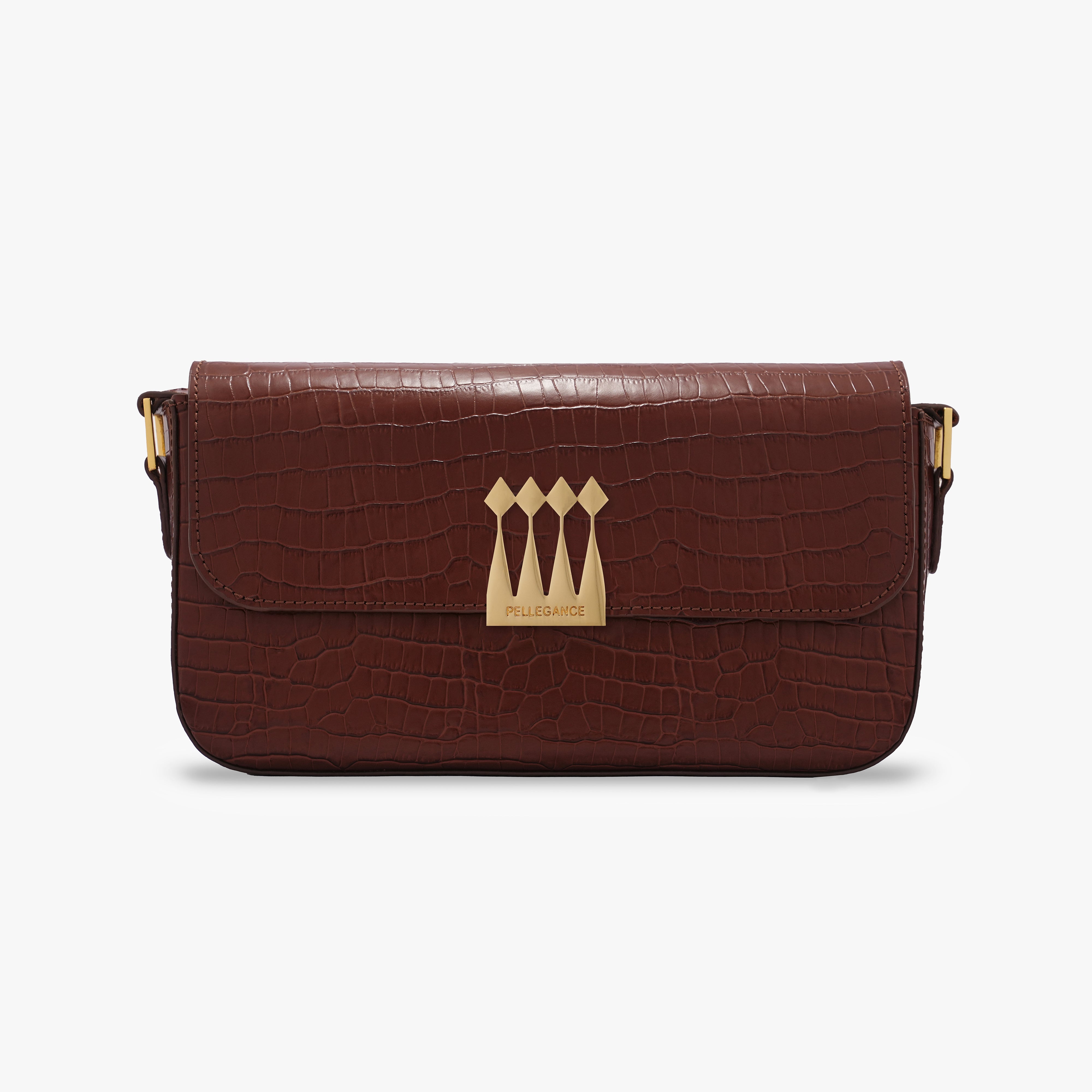 CLASSIC AEVANA SHOULDER BAG IN CROC PRINT CALFSKIN LEATHER