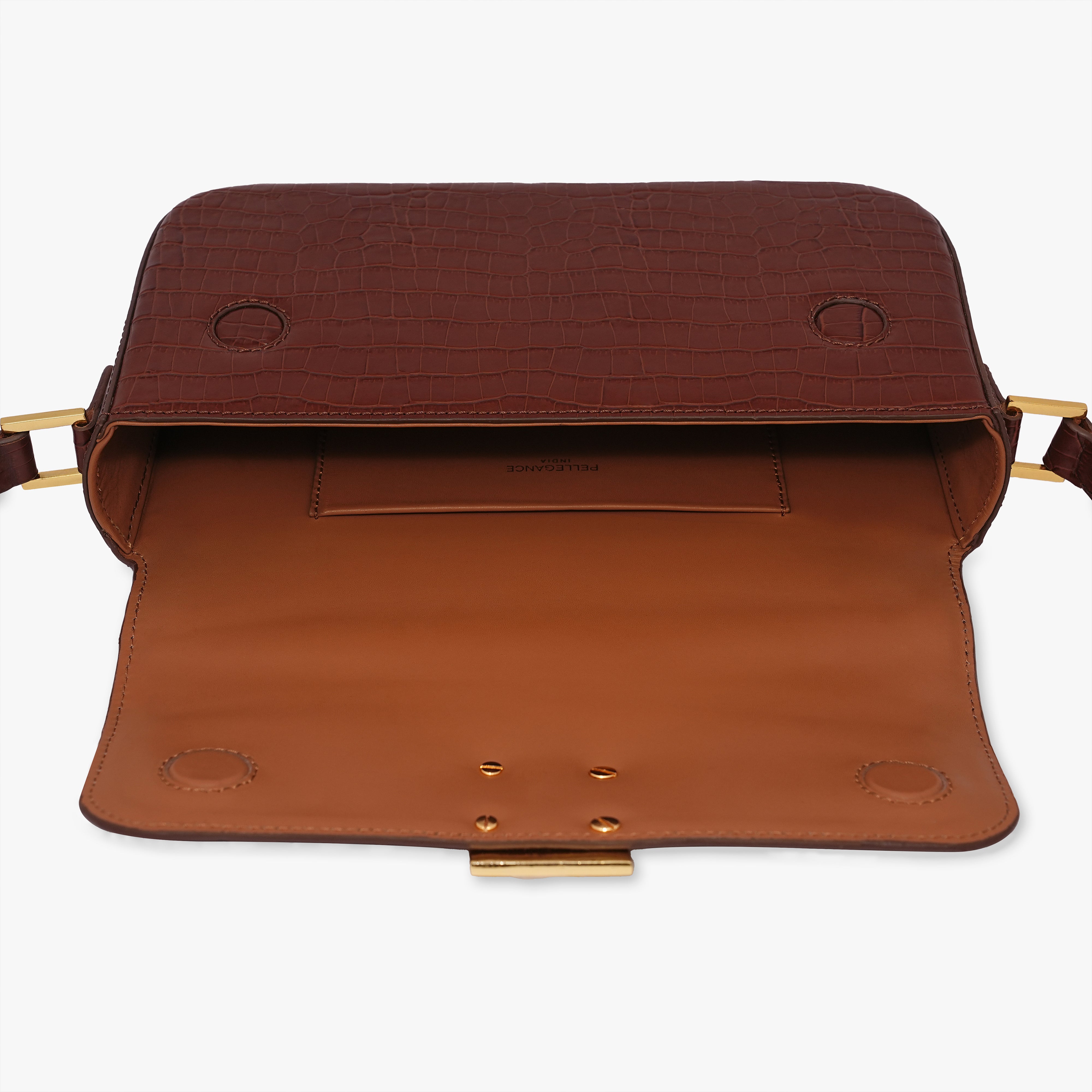 CLASSIC AEVANA SHOULDER BAG IN CROC PRINT CALFSKIN LEATHER